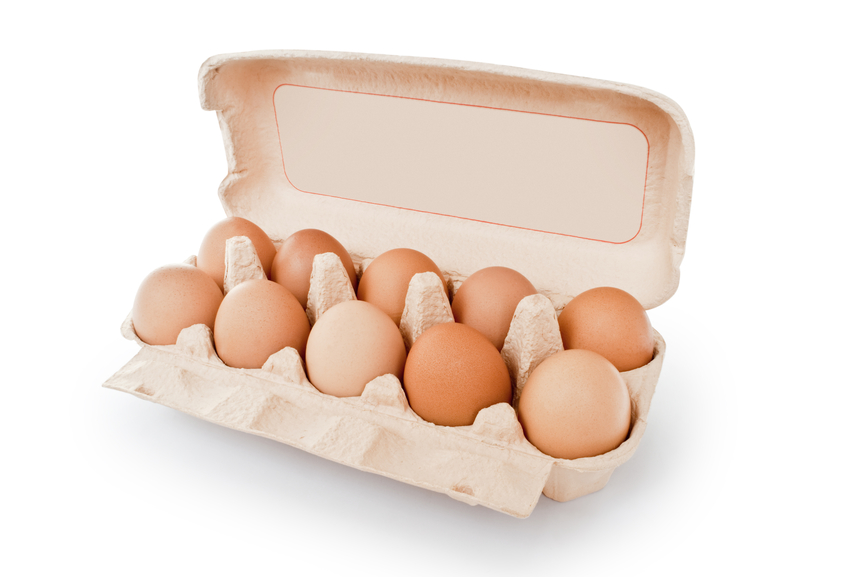 carton box with eggs isolated on the white background